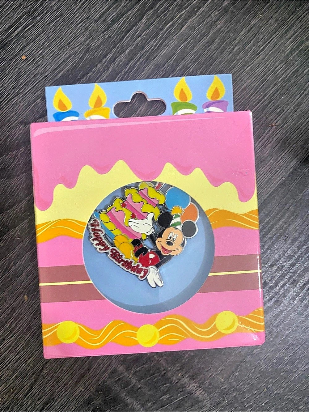 Disney Happy Birthday Mickey Mouse Pin Pink & Blue